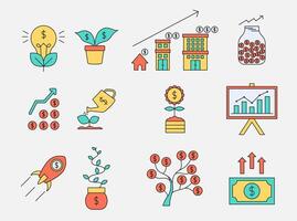 collection of illustrations element financial growth and investment concepts. vector