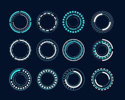 Collection of futuristic circular interface elements. vector