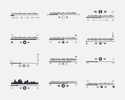 Various digital audio player interface elements. vector