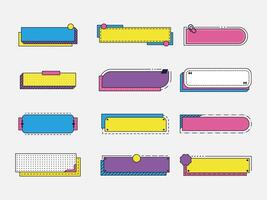 Collection of colorful text boxes with various shapes. vector