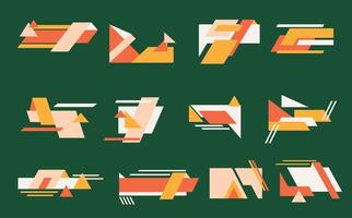 Geometric shape design elements in a vibrant color palette. vector