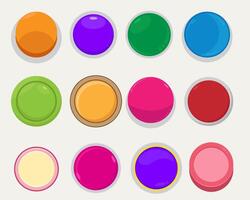 Collection of colorful round buttons in various shades. vector