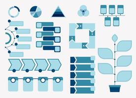 Collection of blue infographic elements for data visualization. vector