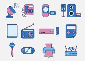 Collection of various communication and entertainment devices. vector