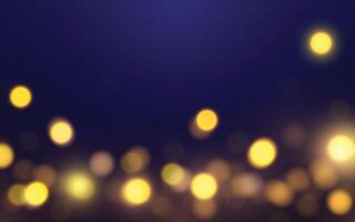Golden Bokeh Lights on Midnight Blue. Soft Glow Abstract Background for Night Mood. Background decoration vector