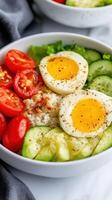 vibrant bowl of fresh vegetables and eggs photo