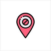 A pink pin with a no sign on it vector
