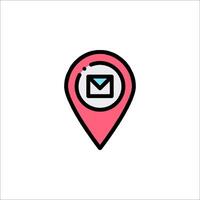 A pink pin with an envelope icon vector
