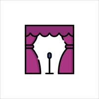 A purple curtain with a microphone and a microphone vector