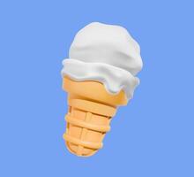3D vanilla ice cream cone vector