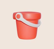 3D cartoon red beach bucket with handle vector