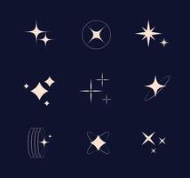Modern minimalist stars elements in trendy retro style. Y2k aesthetic design. vector