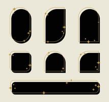 Modern decorative aesthetic line elements, trendy frames with stars, geometric forms design. vector