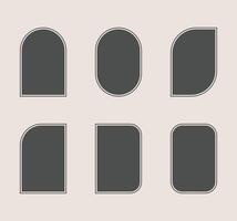 Aesthetic trendy boho style frames graphic elements design. vector