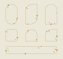 aesthetic line elements, trendy linear frames with stars, arch frames, geometric forms. vector
