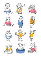 A set of cartoon people with various activities vector