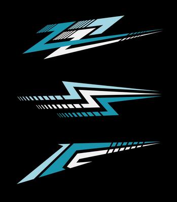 Car race stripes. Speed line sticker design. Graphic sport decal vinyl element. Automobile decoration. Rally dynamic motion.. Racing design set.