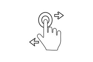 continuous hand tapping icon representing touch screen interaction in minimal line style vector