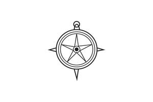 minimalist line art compass rose for navigation and direction icon design vector