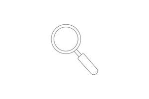 simple black and white magnifying glass symbol for apps and websites vector