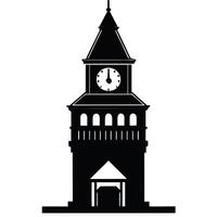 a black and white illustration of a clock tower vector