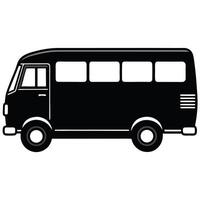 a black and white bus icon on a white background vector