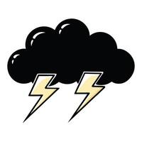 a black cloud with two lightning bolts on it vector