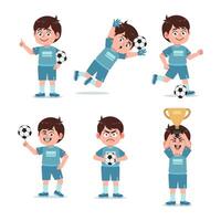 Cartoon Character Playing Football set different pose vector