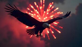 Symbol of Freedom, The American Bald Eagle Against a Backdrop of Explosive Colors photo