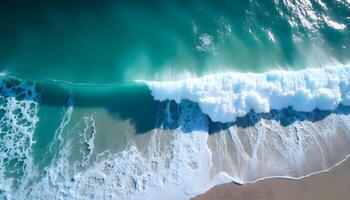 Natures Harmony, Deep Blue Ocean and Breaking Waves in Action Background photo