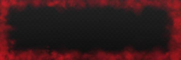 Realistic red smoke or haze frame, overlay effect on a dark background. Hot fire and flame, magic fog, vapor. Abstract illustration vector