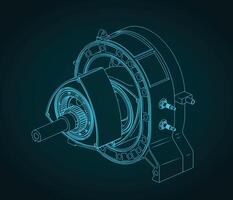 Wankel rotary engine isometric blueprint vector