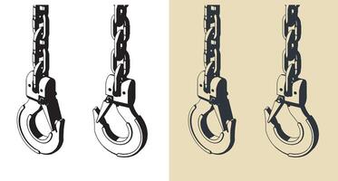 Lifting hook and chains close up vector