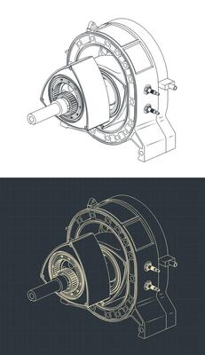 Wankel rotary engine isometric drawings