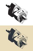 Rotors and eccentric shaft of a rotary engine vector
