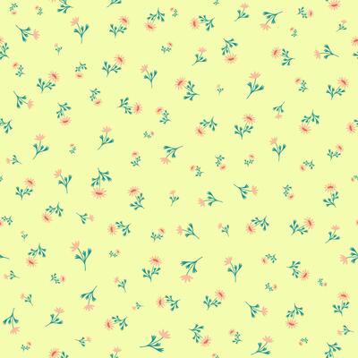 Easter meadow seamless pattern. Leaves and flowers spring simple background. Blossom garden plants