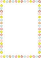 Doodle frame with colorful flower elements. Trendy graphic template vector