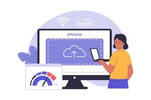 High Speed Upload Illustration for Fast Data Transfer and Cloud Connectivity vector