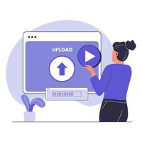 Upload Illustration for Streaming Platform, Social Media, and Content Sharing vector