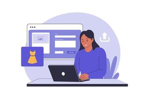 Product Upload to Marketplace Illustration for E-commerce Business and Online Store Management vector