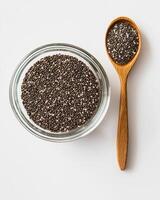 Healthy bowl of chia seeds showcasing organic nutrition with natural ingredients for a balanced diet photo