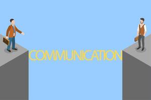 3D Isometric Flat Illustration of Importance Of Comunication, Business Cooperation vector
