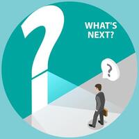 3D Isometric Flat Illustration of What's Next, Confusion, Uncertainty or Doubt vector
