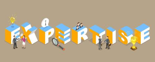 3D Isometric Flat Illustration of Expertise, High-level Knowledge and Experience vector
