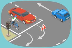 3D Isometric Flat Illustration of Traffic Regulating Rules and Tips, Safety Drive vector