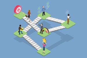 3D Isometric Flat Illustration of Competence, Idea of Experience, Knowledge, Skills, Hehavior, Performance and Goals vector