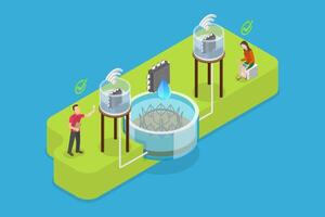 3D Isometric Flat Illustration of Water Conservation And Quality, Resources Management vector