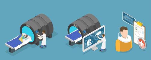 3D Isometric Flat Illustration of Diagnostic Radiology , Magnetic Resonance Imaging vector