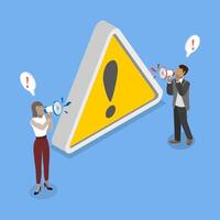 3D Isometric Flat Illustration of Warning Information, Important Announce Message vector