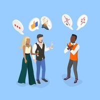 3D Isometric Flat Illustration of Stop Drinking , A Person Refusing Alcoholic Drinks vector
